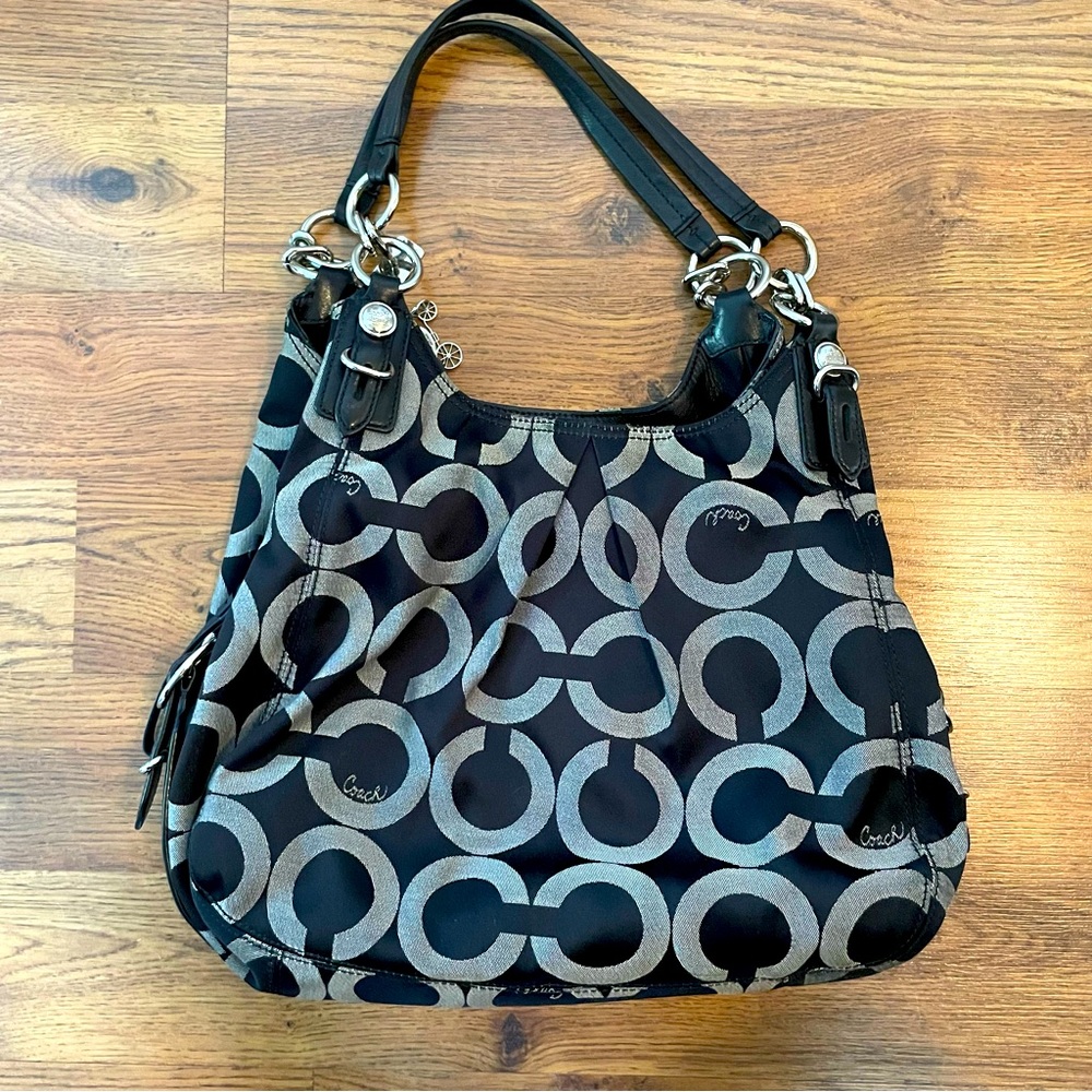 Black and Grey two strap Coach Purse